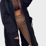 Růžová - Dlouhá mikina s kapucí