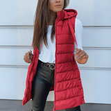 Raquel - Ležérní dlouhá vesta bez rukávů s kapucí